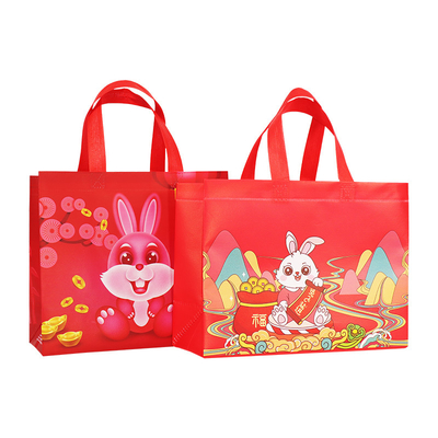 Logo Printed Rabbit Year Gift mettent en sac la coutume non tissée de sacs à provisions biodégradable