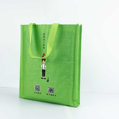 Le polypropylène réutilisable tissé met en sac le vert manipulé respirable de sacs de 29*35cm