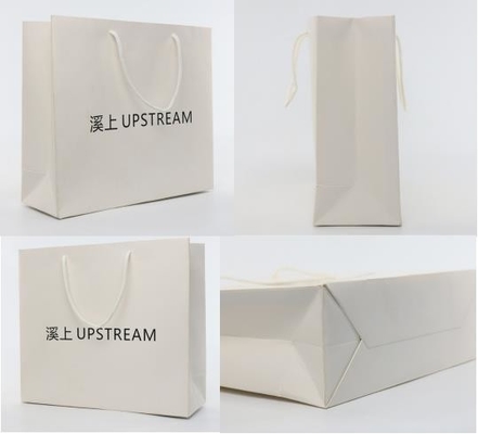 Le métier fait sur commande d'ISO9001 Logo Paper Bags White Paper met en sac avec l'impression de gravure de poignées