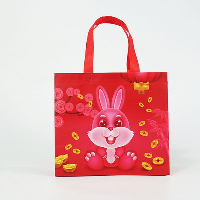Pp tissé par polypropylène de bande dessinée de lapin d'impression de sacs réutilisables faits sur commande stratifié