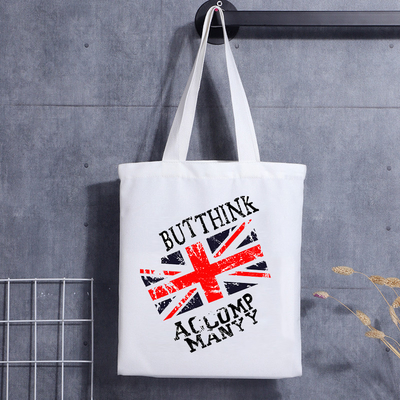 Sac fourre-tout à bandoulière en toile à impression personnalisée Lettre de dessin animé Sac à provisions en toile de coton