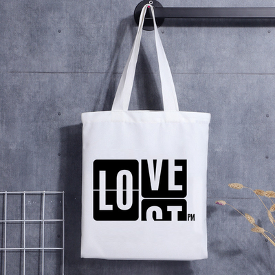 Sac fourre-tout à bandoulière en toile à impression personnalisée Lettre de dessin animé Sac à provisions en toile de coton