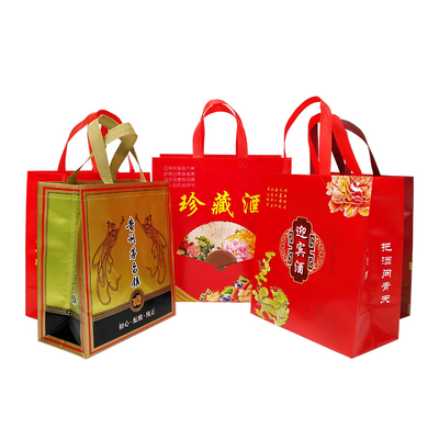 Imperméable à l'eau personnalisé imprimé Logo emballage cadeau sacs fourre-tout porte-poignée découpé sac de bouteille de vin unique