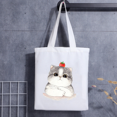 Sac fait sur commande Cat Face Blank Shoulder Canvas Tote Bag With Logo Handbag de cadeau de chien