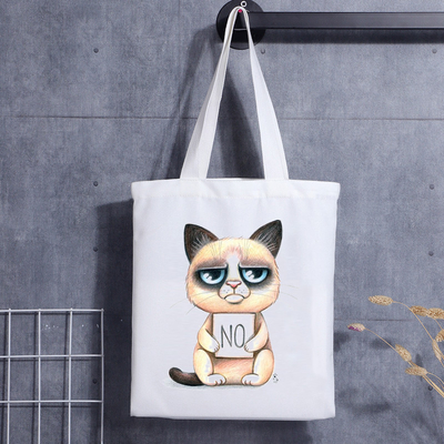 Sac fait sur commande Cat Face Blank Shoulder Canvas Tote Bag With Logo Handbag de cadeau de chien