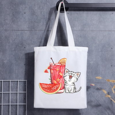 Sac fait sur commande Cat Face Blank Shoulder Canvas Tote Bag With Logo Handbag de cadeau de chien