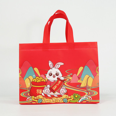 Nouveaux sacs non tissés d'année de cadeau avec les sacs imprimés de Logo Reusable Tote Cartoon Shopping