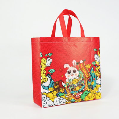 Nouveaux sacs non tissés d'année de cadeau avec les sacs imprimés de Logo Reusable Tote Cartoon Shopping