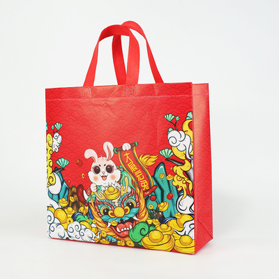 Nouveaux sacs non tissés d'année de cadeau avec les sacs imprimés de Logo Reusable Tote Cartoon Shopping