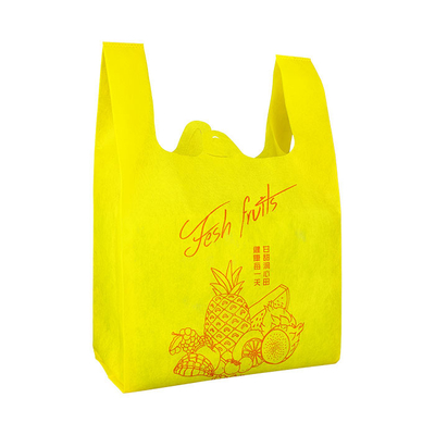 Sac non tissé réutilisable favorable à l'environnement recyclable jaune de T-shirt d'achats