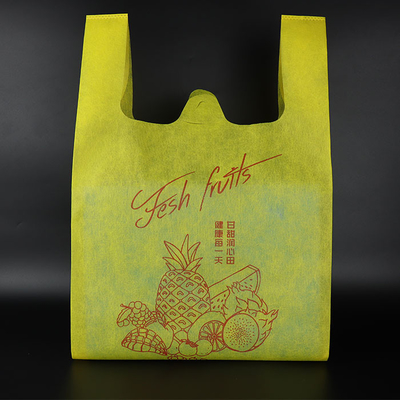 Sac non tissé réutilisable favorable à l'environnement recyclable jaune de T-shirt d'achats
