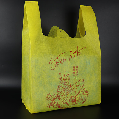 Sac non tissé réutilisable favorable à l'environnement recyclable jaune de T-shirt d'achats