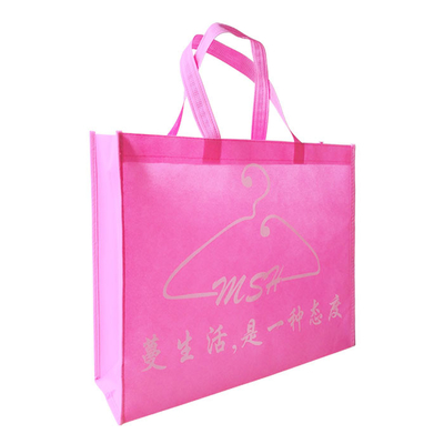 Les sacs à provisions non tissés roses pliables du polypropylène 75gsm rétrécissent résistant