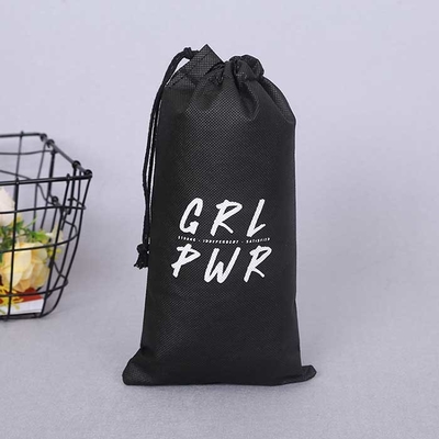 polypropylène non tissé 85Gsm noir de sac de cordon de 25*49cm
