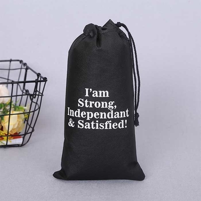 polypropylène non tissé 85Gsm noir de sac de cordon de 25*49cm