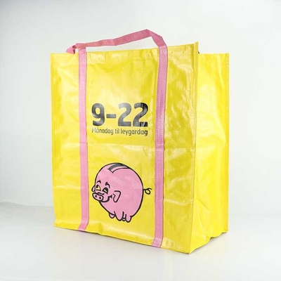Le polypropylène manipulé cousant les sacs réutilisables jaunissent 105Gsm a stratifié