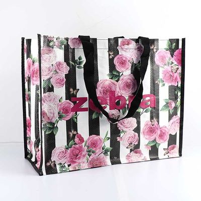 Sacs d'épicerie de achat tissés par polypropylène en plastique avec l'impression de fleur